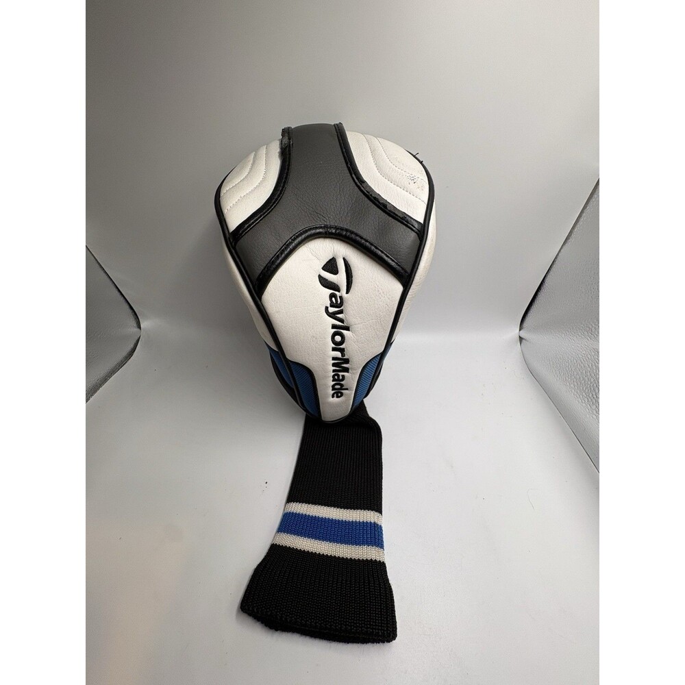 TaylorMade Driver Headcover Synthetic Leather Knit White Gray Blue Logo